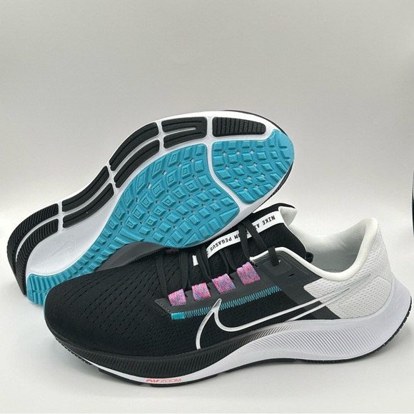 Men Nike Pegasus 38 Road Running Shoes Black/White/Blue/Silver CW7356-003 Sz 12 - Picture 6 of 12